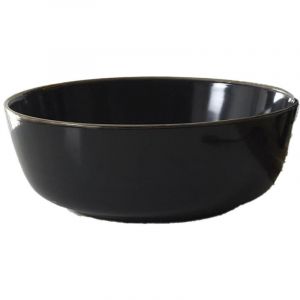 Saladier en Gr&egrave;s Noir Liser&eacute; Dor&eacute; &Oslash;25cm