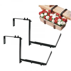 Lot de 2 supports de jardini&egrave;re r&eacute;glables pour jardini&egrave;re de balcon - Support robuste pour terrasse, balustrade, pavillon, suspension de jardini&egrave;re