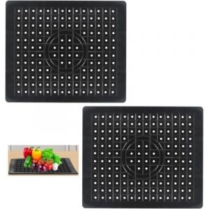 2 PCS Tapis Evier Cuisine Caoutchouc TPR Tapis d'&eacute;vier 31,4 x 26 cm Protege Evier Cuisine Protection Evier Cuisine Tapis Fond Noir