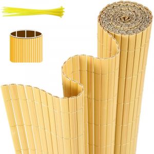 Swanew - Canisse en pvc Couleur Bambou double face,90% d'occultation,H.160 cm x L.400 cm