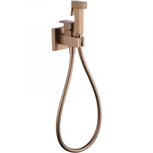 Mice - Robinet de bidet monocommande encastré en laiton - Douche hygiénique encastrée et monocommande Robinet de bidet intégré Couleur Or Rose Brossé