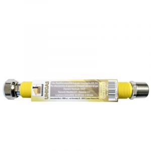 Tuyau de gaz extensible en acier inoxydable 1'' 200 / 400 mm jaune inox norme UNI 11353