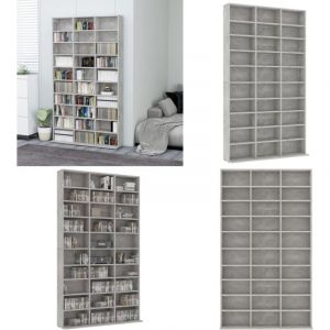 Vidaxl - Armoire à cd Gris béton 102x16x177,5 cm Bois d'ingénierie - Meuble Rangement Cd - Bibliothèque Cd - Étagère Cd - Meuble Audio - Rangement