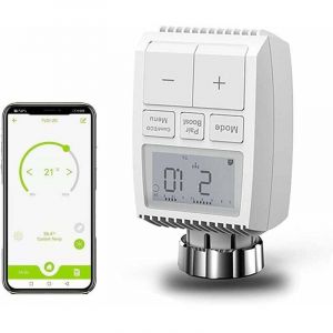 Tête Thermostatique Connectée et Intelligente,Intelligent Tête de Robinet Thermostatique Radiateur Connecté Programmable WiFi Extensible Alexa/Google