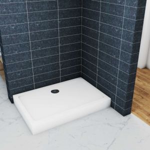 Oc&eacute;an Receveur De Douche L.120 x l.80cm Blanc Extra Plat Rectangulaire Avec Le Kit De Plinthe Et Pieds Et Bonde De Douche