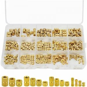 Ahlsen - 330 Pièces Écrou Moleté, Insert fileté Filetage Femelle Injection Moulage Écrou Moleté Laiton Insert Nuts Assortiment Kit, Filetage Femelle