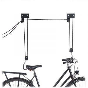 Syst&egrave;me de Suspension de V&eacute;lo au Plafond 57 kg avec Poulie et Crochet Universel Ortviai