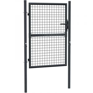 Maison Chic - Portail en maille de jardin - Portillon de Cl&ocirc;ture Acier galvanis&eacute; 100 x 125 cm Gris