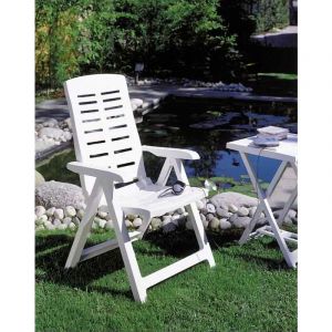 Dmora Fauteuil pliant multi-positions, Made in Italy, 60 x 61 x 109 cm, Couleur Blanc