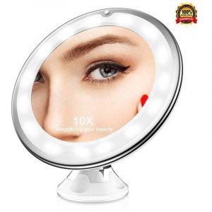 Promotion, Miroir Grossissant X10, Miroir Grossissant Lumineux LED de Voyage avec Ventouse, Miroir Grossissant Mural Portable, Rotation &agrave; 360&deg;,