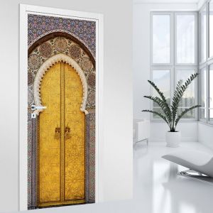 Stickers pour porte - Porte Orientale - 93 x 205 cm - Adhésif + Protection BRILLANTE