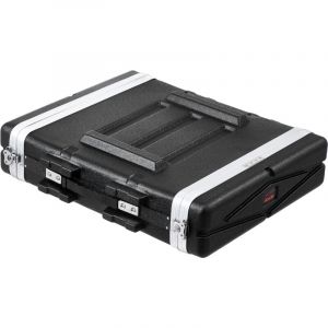 VEVOR Mallette Rack 2U Profondeur 488,95 mm Valise de Transport Coque en ABS avec Poignee, Loquets Papillon Robustes, Panneaux Avant Arriere