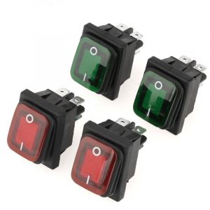 4Pcs Interrupteur &agrave; Bascule pour Bateaux, Interrupteur Etanche, Mini Interrupteur &agrave; Bascule de Type SPST ON-OFF Lampe Rouge Vert 4 Broches 2 Positions