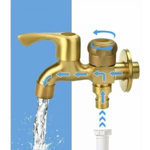 RHG Robinet Double 1/2 Robinet de jardin laiton Robinet Ext&eacute;rieur Jardin Anti-Gel Robinet &agrave; Double Sortie Robinet Machine &agrave; Laver robinet
