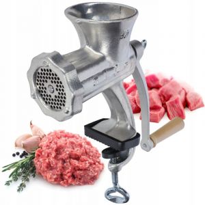 Hachoir &agrave; viande en fonte - 6 tailles - Machine &agrave; viande, manuelle, vintage, avec pince de table - Broyeur galvanis&eacute; (taille 10) - Kadax