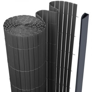 EINFEBEN Canisse double face PVC Gris anthracite 1.8 x 5 m R&eacute;sistant aux UV Tapis de protection visuelle