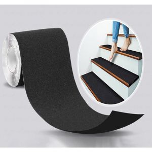 Bande Antidérapante Adhésive pour Escaliers, Friction, Abrasif pour les Sécurité, Escabeau, Intérieur, Extérieur, Haute Traction, 15CM x 5M, Noir