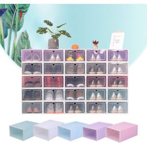 20pcs bo&icirc;te &agrave; chaussures transparente, plastique empilable &eacute;conomiser de l'espace chaussures polyvalentes, bo&icirc;te de rangement pour petits articles,