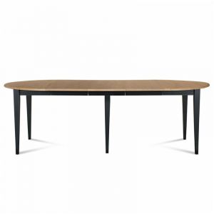 Table ronde 6 pieds fuseau 105 cm + 3 rallonges bois - VICTORIA - Noir