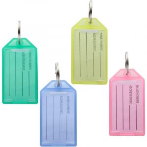 Lot de 80 porte-cl&eacute;s &agrave; &eacute;tiquette solide, porte-cl&eacute;s en plastique color&eacute;, porte-cl&eacute;s &agrave; &eacute;tiquette en plastique avec anneau fendu, diff&eacute;rentes couleurs.