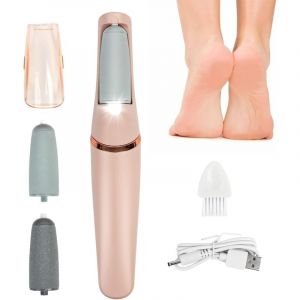 R&acirc;pe &Eacute;lectrique Pieds Anti Callosit&eacute;s, Rape Pedicure Rechargeable, Rapeuse Pieds &Eacute;lectrique, avec 2 Rouleaux de Rechange, 2 Vitesses et Lumi&egrave;re LED,