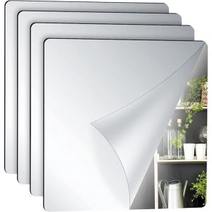 Lot de 10 miroirs adh&eacute;sifs muraux en acrylique, d&eacute;coration murale pour salle de bain, salon, chambre &agrave; coucher, 15 x 15 cm