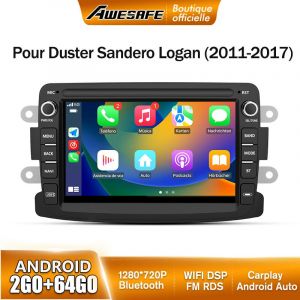 AWESAFE Autoradio Android 13 pour Renault Dacia Duster Sandero Captur Logan 2Go+64Go 7 '' &Eacute;cran GPS Carplay Android Auto