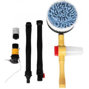 Brosse de lavage auto avec long manche rotatif, brosse haute pression rotative &agrave; 360&deg;, &eacute;ponge de nettoyage amovible et barre d'outils pour le lavage