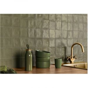 Baguette de finition pour Carrelage mural fa&iuml;ence effet zellige FIKA DemiBullnose 1,5x30 cm bo&icirc;te de 15 ml / pas m2 Kaki fonc&eacute;