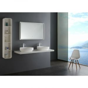 Bernstein - Miroir rectangulaire cadre blanc éclairage led salle de bain, interrupteur tactile - 2115 - 140x70cm