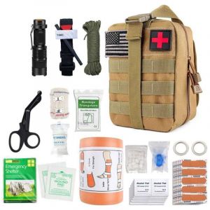 Promotion Trousse de secours compl&egrave;te militaire tactique Assembl&eacute;e En FRANCE normes CE+petite trousse+bandouli&egrave;re+tire tique+bracelet survie-Con&ccedil;ue