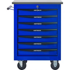 Servante d&rsquo;Atelier Roulante Chariot &agrave; Outils Multifonctionnel &agrave; 7 Tiroirs Avec Roues, Chariot De Rangement &agrave; Outils Roulant En M&eacute;tal Pour Garage,