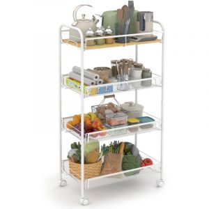 Sekey Desserte de cuisine &agrave; roulettes, chariot &agrave; 4 niveaux, montage sans outils, 26 x 43,8 x 83 cm