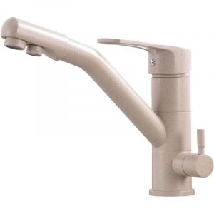 Robinet de cuisine 3 voies, pivotant &agrave; 360&deg;, mitigeur d'&eacute;vier &agrave; bec flexible, G3/8" (beige)