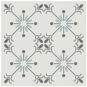 6 stickers à carreaux de ciment Blanc - Gris et Bleu 15 x 15 cm