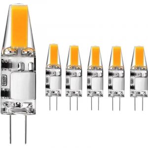 Ampoule LED G4 12V, 3W G4 LED COB &Eacute;quivalent 20W 30W G4 Ampoule Halog&egrave;ne,Blanc Chaud 3000K, 300 Lumens, Non Dimmable, Lot de 5 [Classe &eacute;nerg&eacute;tique F]