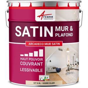 Peinture murale satin velours blanche - 2.5 L Ivoire Clair - RAL 1015 - ARCANE INDUSTRIES