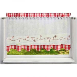 Rideau Brise-bise en Fils de Coton Imitation Joint Tissu - 1 Panneau (HauteurxLargeur/30x90cm, Rouge)