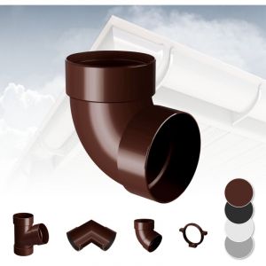Syst&egrave;me de goutti&egrave;re - PVC plastique de 90 mm, s&eacute;lection de composants - RainWay 90: brun, Coude de tuyau 87&deg; double