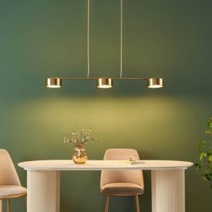 Suspension triple m&eacute;tal laiton 3 spots LED dimmable - Prins