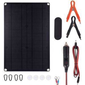 Ej.life - Chargeur Solaire pour Batterie De Voiture, 20W DC12V Panneau Solaire Chargeur Batterie , Mainteneur De Batterie De Voiture Solaire pour