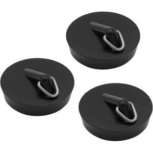 Shining House - 3 Pi&egrave;ces Bouchon de Lavabo Universel Noir Bouchon d'&Eacute;vier de Cuisine Bouchon Baignoire Bouchon de Vidange Lavabo Bouchons Universels