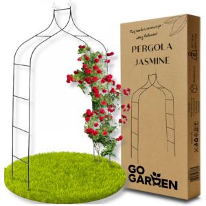 Pergola de jardin en m&eacute;tal pour fleurs, rosiers, plantes grimpantes, support, arche, ancrages, jardin