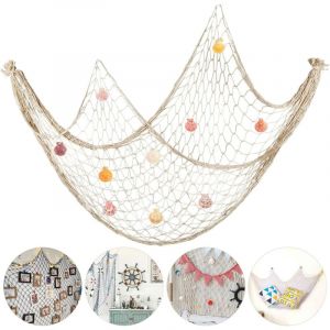 Ccykxa - Filet de Pêche Décoratif 200x150cm Filet de Fêche avec Coquilles Style Méditerranéen Photo Décoration Hawaï Thème Style Murale
