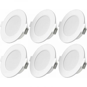 Spot LED encastrable ultra-plat 6W LED Spot 230V IP44 Blanc chaud Lot de 6 lampes LED encastrables Profondeur d'encastrement 26mm Mini Slim Spot de