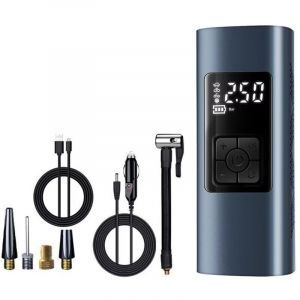 Mini Compresseur &agrave; Air Portatif Gonfleur Pneus Voiture Pompe &Eacute;lectrique 150PSI Portatif Velo Pompe sans Fil avec &eacute;cran LCD Num&eacute;rique Lampe LED