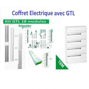 Coffret électrique 72 Modules - 4 Rangées de 18 modules Schneider R9H18404 + GTL 18 M- R9HKT18