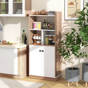 Bibliothèque avec Armoire à Double Porte Etagère Haute à 3 Niveaux Cubes Ouverts Vitrine Moderne Organisateur de Rangement 60x30x140cm design in