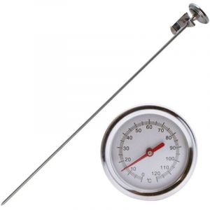 Aiperq - Thermomètre à compost, thermomètre portable à grand cadran de 5 cm en acier inoxydable avec tige de 50 cm pour sol, compost et jardin