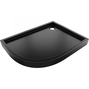 Mexen Flow+ receveur de douche quart de cercle asym&eacute;trique droit 100 x 80 cm, noir mat - 46Q708010RH